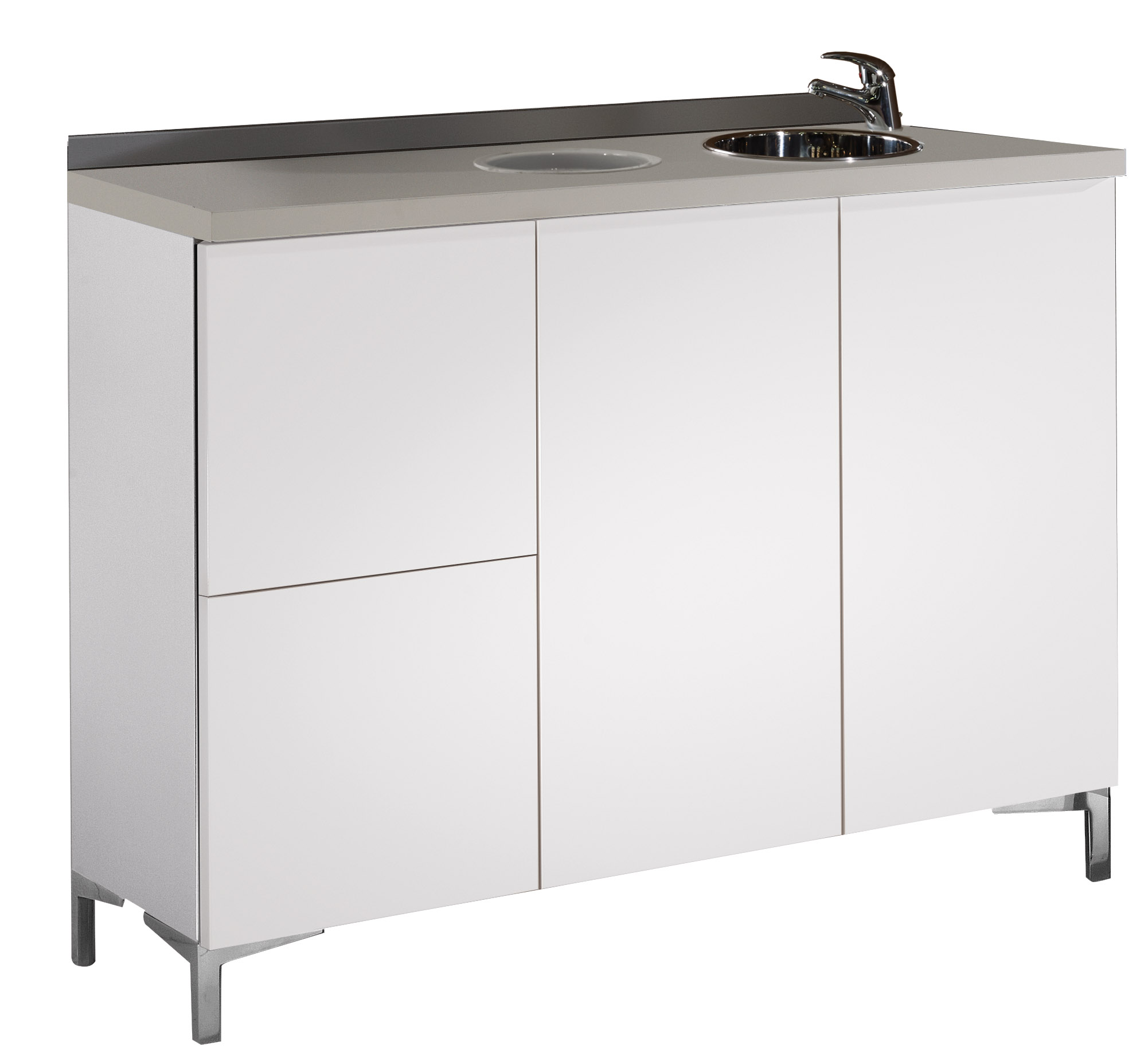 Unterschrank 120cm mit Edelstahlbecken