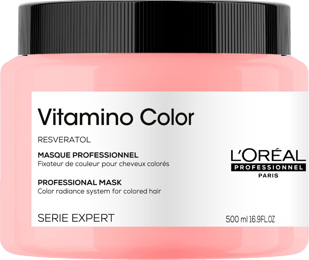 loreal-vitamino-color-maske-fuer-coloriertes-haar-500ml-hellrosa-dose -mit-schwarze-deckel