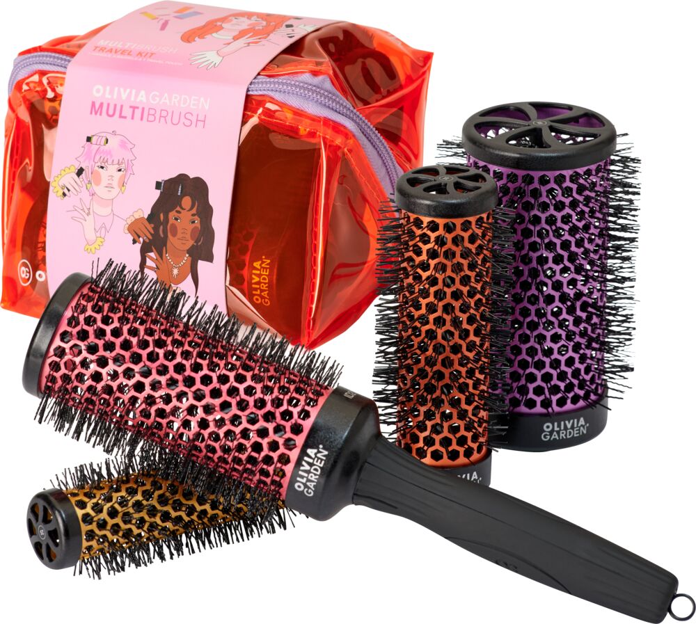 Olivia Garden Multibrush Travel Kit - 4 Bürstenkörper 25/35/45/55mm + Griff