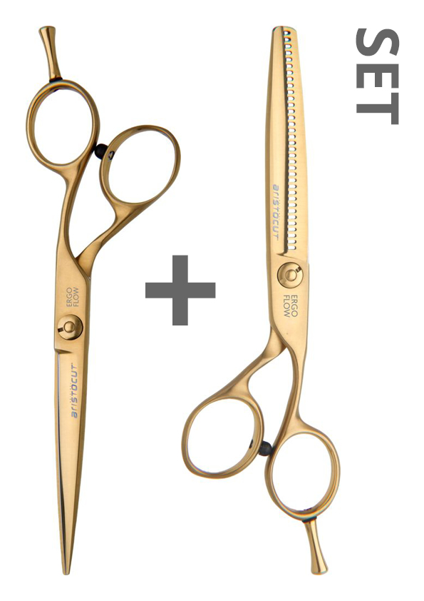 Aristo Friseurscherenset: Ergo Flow Friseurschere + 6.0 Modellierschere Offset