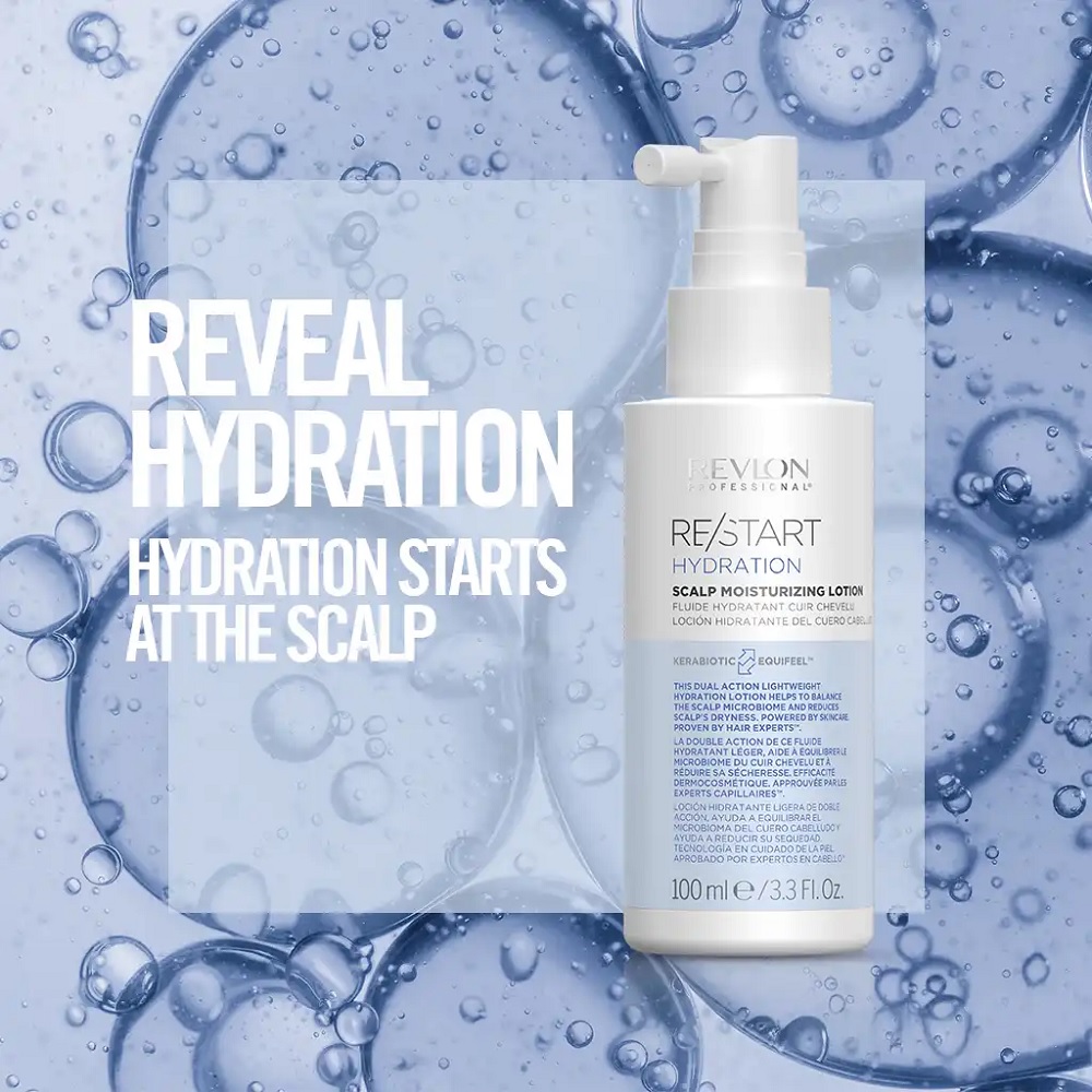 revlon-professional-re-start-hydration-moisture-scalp-moisturizing-lotion-weiss-blaue-flasche-100-ml-vorteile-mit-einem-blauen-hintergrund