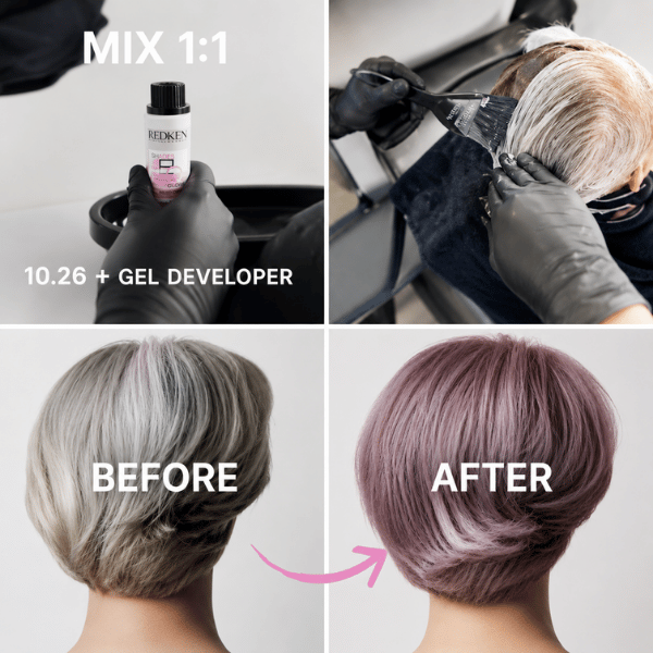 dusy-professional-color-shades-gloss-10-26-anwendung-mit-gel-developer-und-before-after-farbergebnis