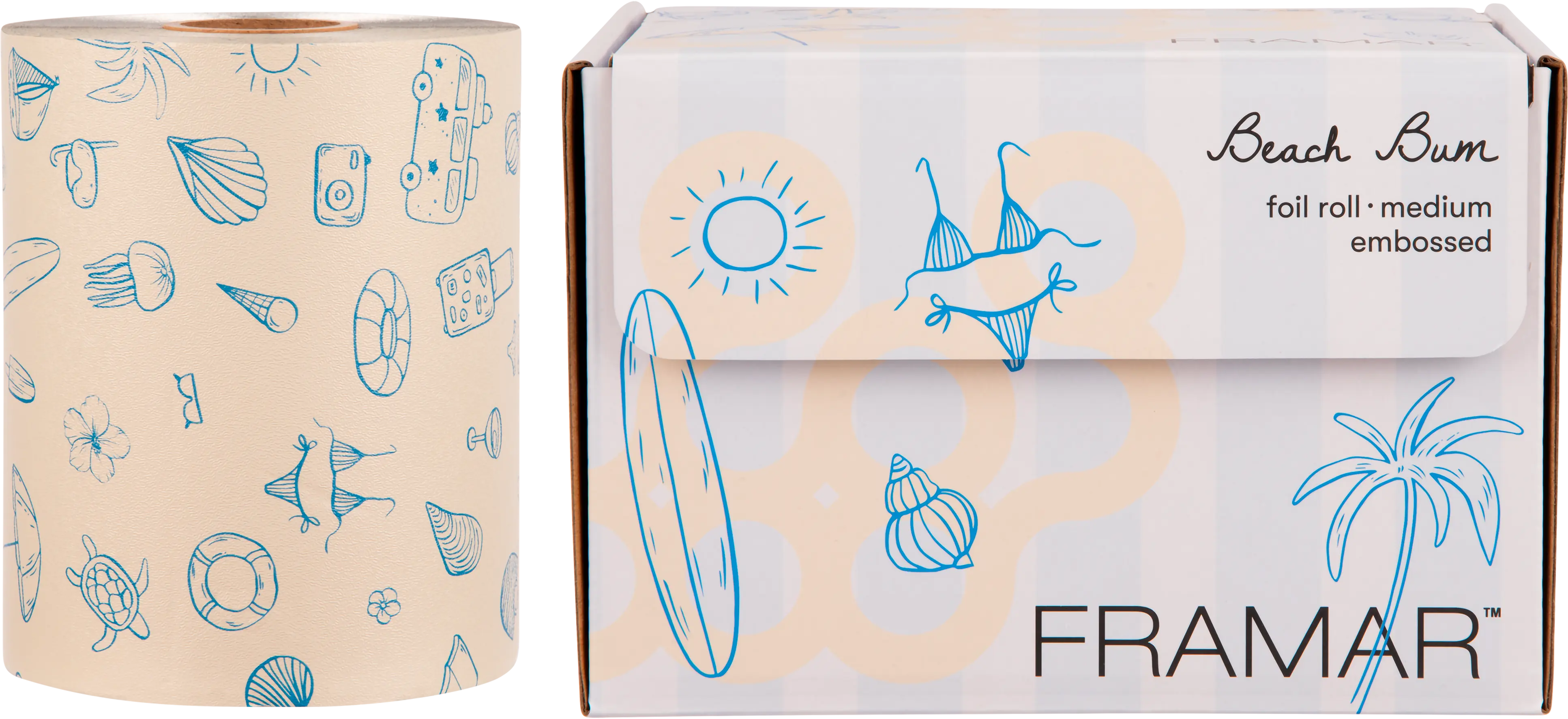 framar-beach-bum-foil-roll-97m-gepraegte-straehnenfolie-produktbild-mit-verpackung