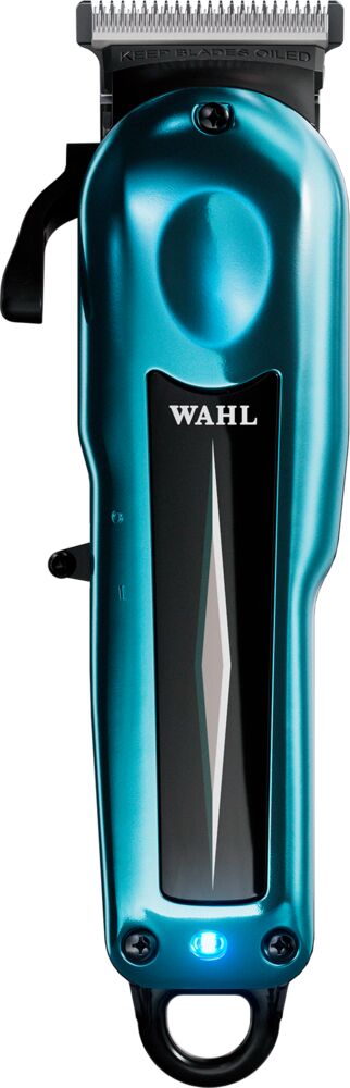 wahl-kabellose-haarschneidemaschine-mit-verstellhebel-in-metallic-blau-und-led-anzeige-von-vorne